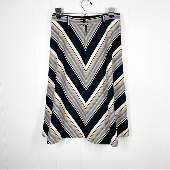 VINTAGE Black and Brown Striped Unlined Skirt Size 11/12 (XS) - Picture 2 of 9